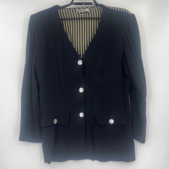 Vtg Marnie West Stripe Whimsigoth Jacket Sz L Stripe Stevie Nicks Witchy Boho 80 - Picture 3 of 13